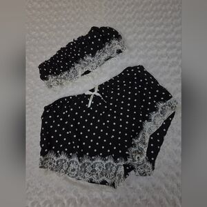 Black Polka Dot Lace Trim Lingerie Set NWOT 2XL (6087)